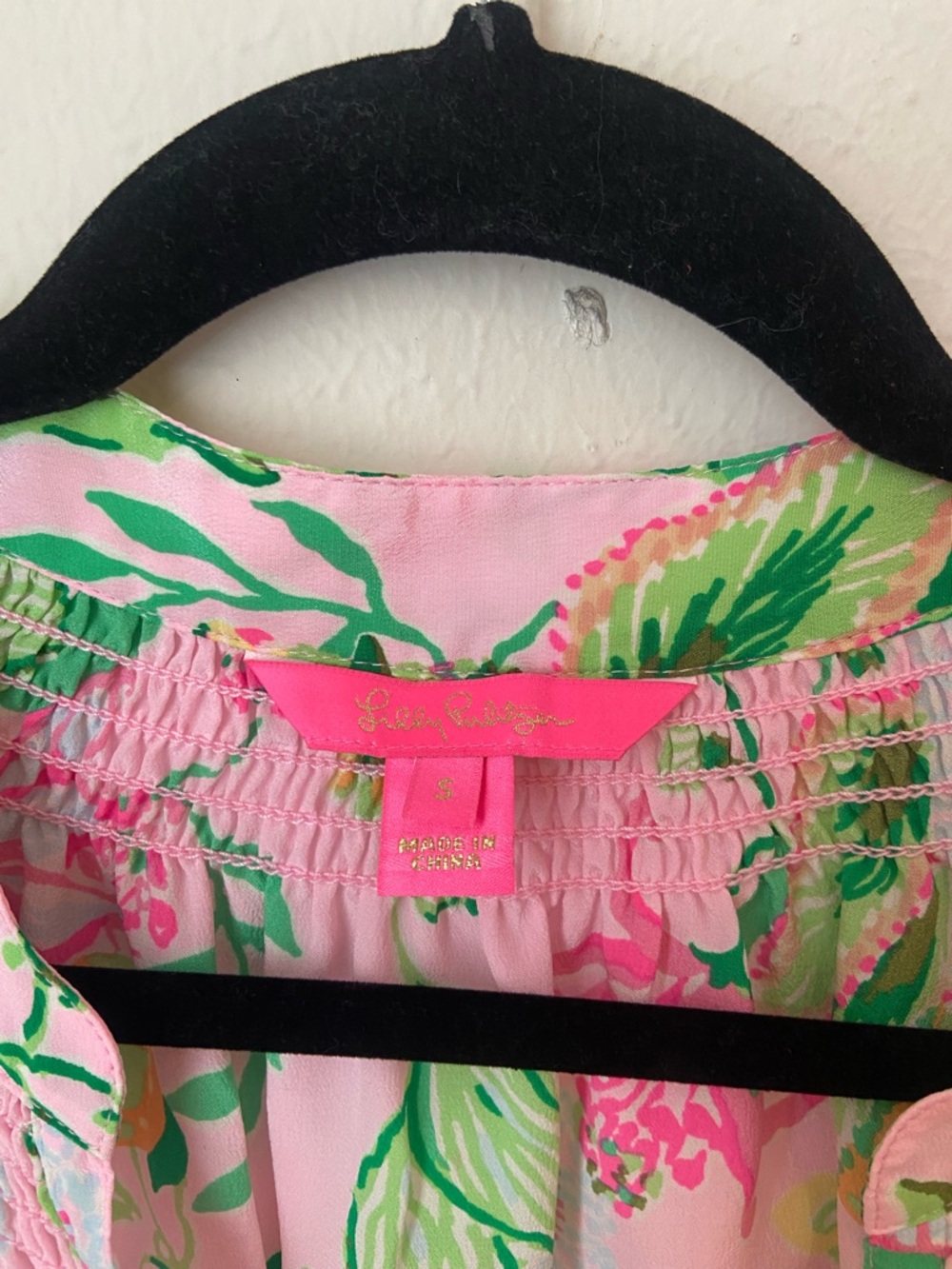 Lilly Pulitzer Elsa Silk Top Via Amore Spritzer Pink Floral Blouse Size S - Picture 5 of 5